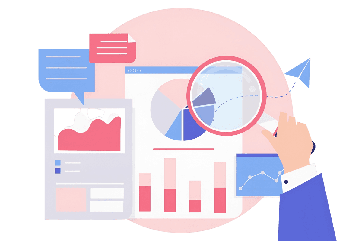 Market research dashboard showing data visualization and analysis tools